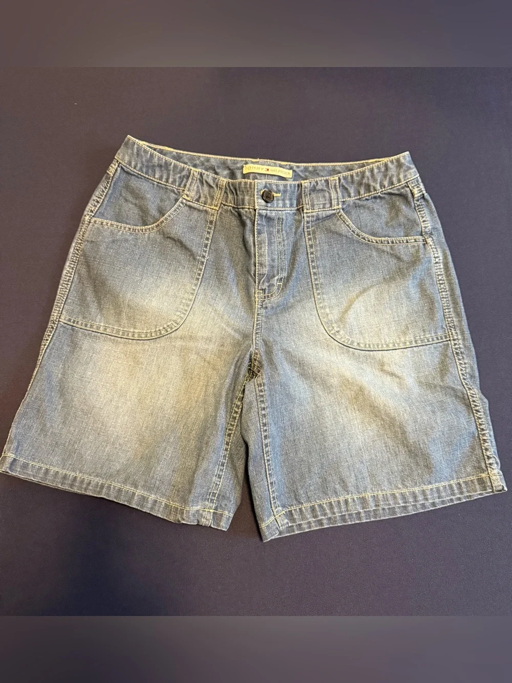 Tommy Hilfiger Denim Shorts Womens 12 Blue Jean Shorts Y2K 2000s Long Bermuda
